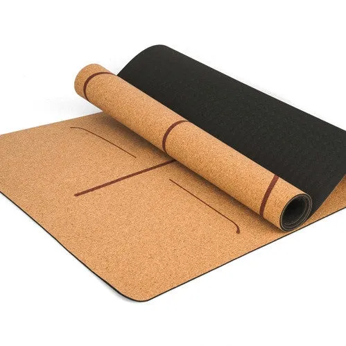 183X68cm Natural Cork TPE Yoga Mat Fitness Mats Pilates Non-slip Yoga Mats(Beige)