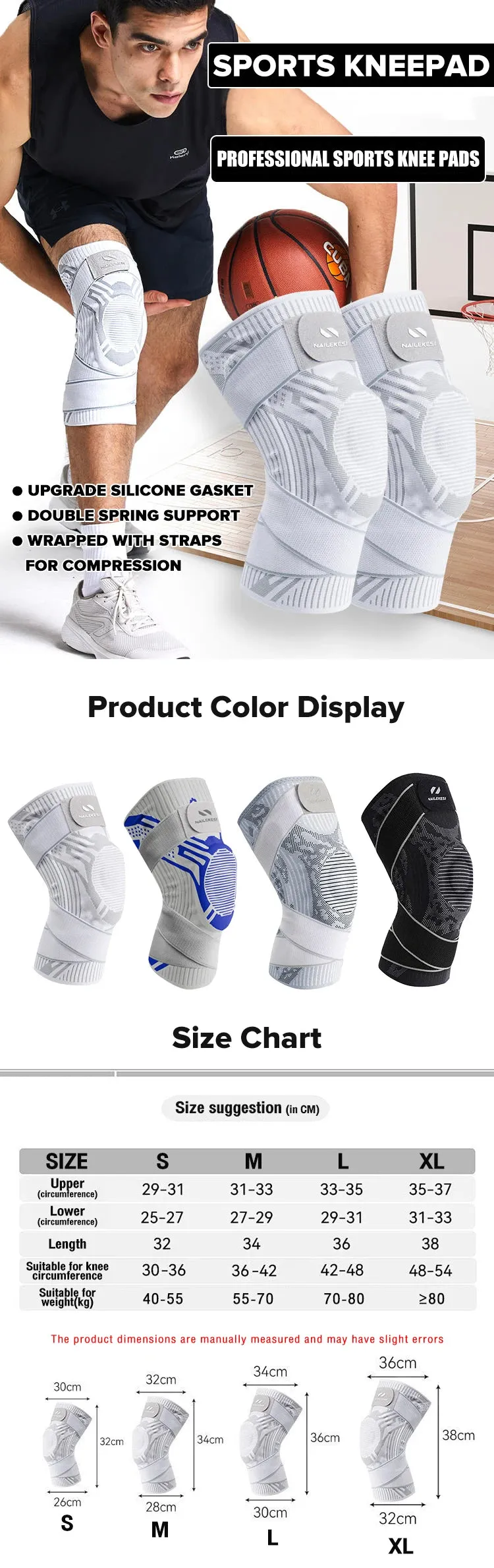 1PC Knee Support Braces Strap Elastic Sport Bandage