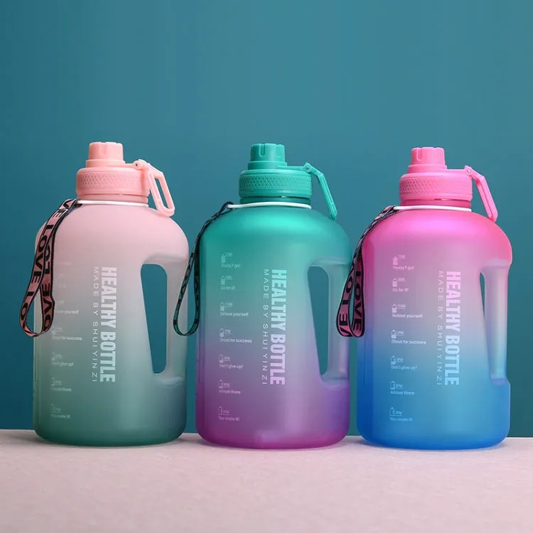 2.2L Large-Capacity Water Cup Sports And Fitness Straw Large Water Bottle Heat-resistant Plastic Barrel(Gradient Pink Green)