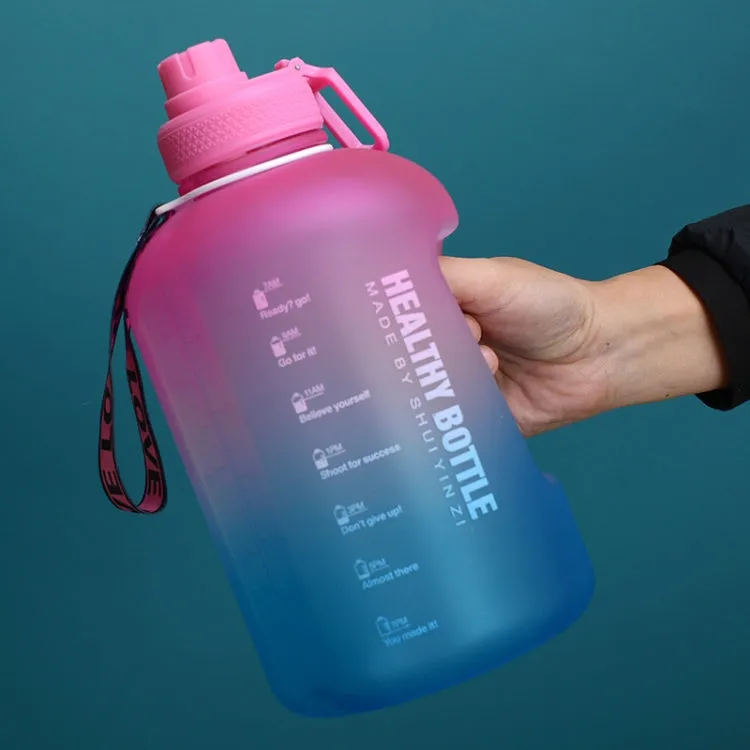 2.2L Large-Capacity Water Cup Sports And Fitness Straw Large Water Bottle Heat-resistant Plastic Barrel(Gradient Pink Green)