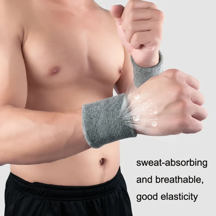 2PCS Basketball Badminton Tennis Running Fitness Towel Sweat-absorbing Sports Wrist(Black)