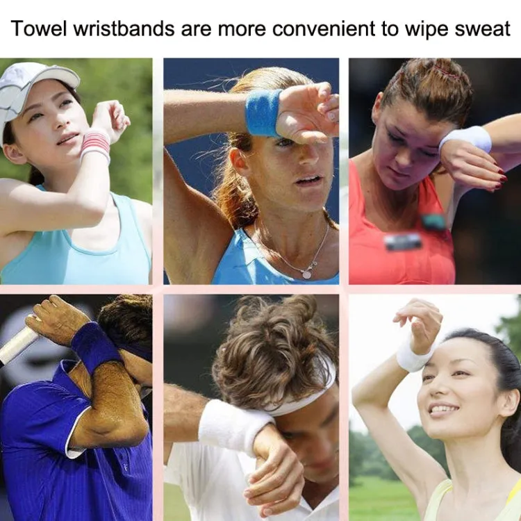 2PCS Basketball Badminton Tennis Running Fitness Towel Sweat-absorbing Sports Wrist(Black)