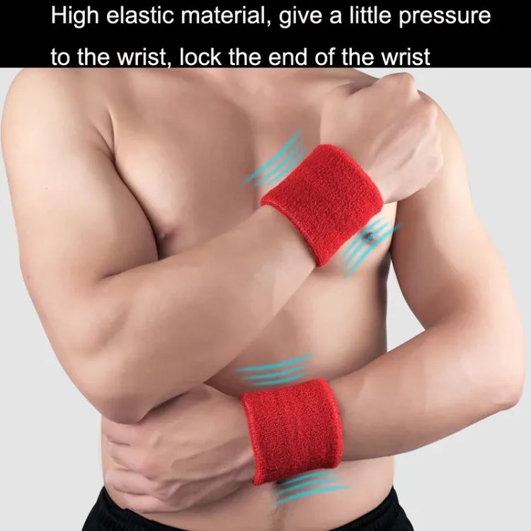 2PCS Basketball Badminton Tennis Running Fitness Towel Sweat-absorbing Sports Wrist(Black)