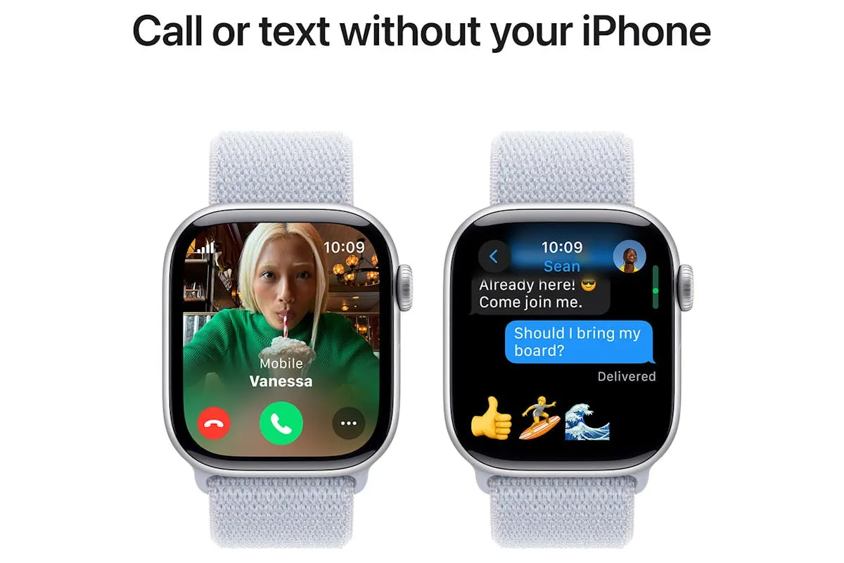 Apple Watch Series 10 GPS   Cellular | 42mm | Silver Aluminium Case with Blue Cloud Sport Loop
