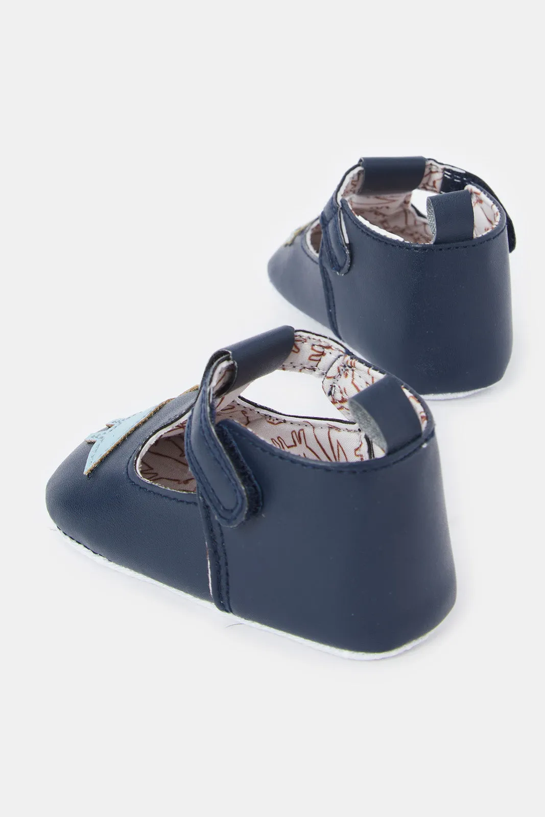 Baby Navy Dinosaur Pram Shoe
