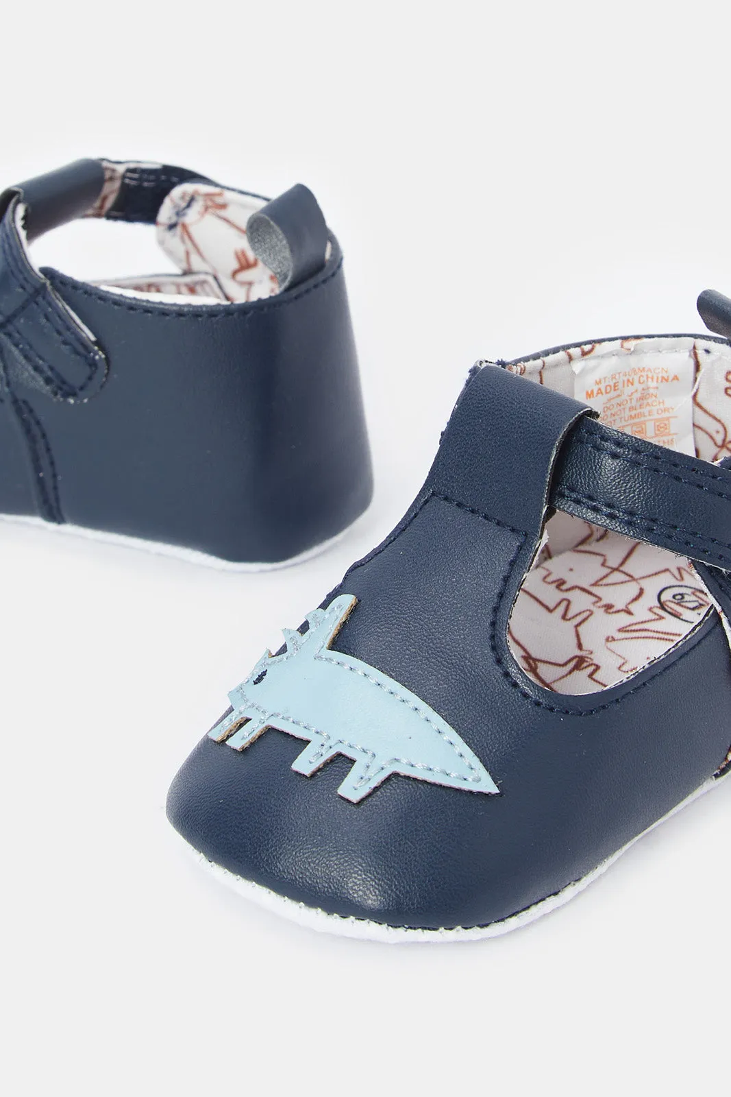 Baby Navy Dinosaur Pram Shoe