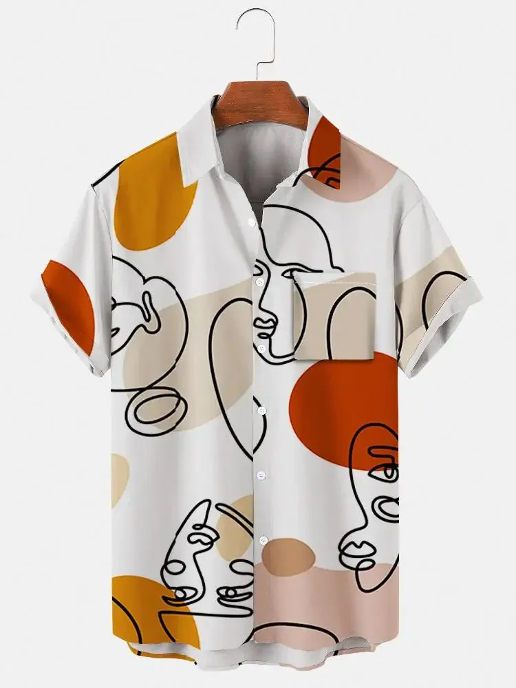 Men's fashionable and minimalist shirts 2023 Summer casual short sleeved shirts Hawaii beach shirt Men's vacation trend shirts