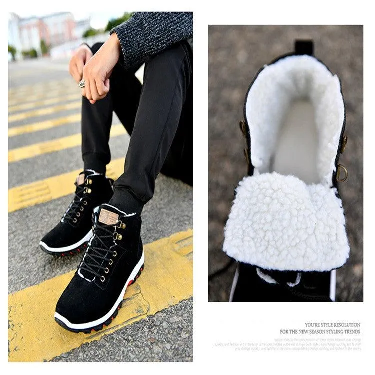 Men's Winter Fur-Lined Snow Boots - Warm, Slip-Resistant Outdoor Footwear