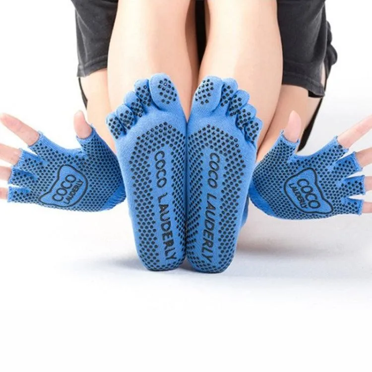 Non-Slip Open-Finger Yoga Gloves with Five-Finger Grip Socks Set