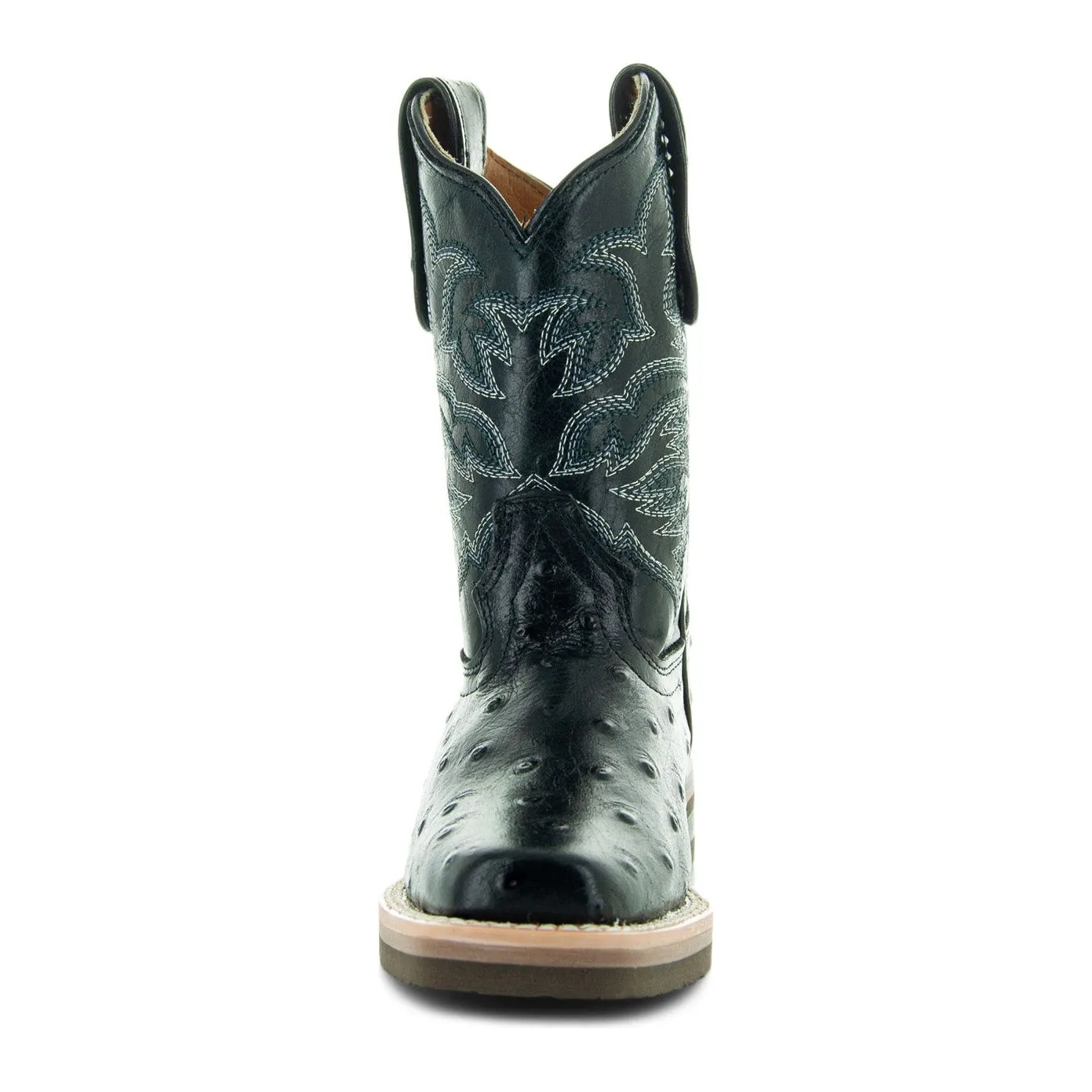 Soto Boots Kids Black Ostrich Print Cowboy Boots K4006